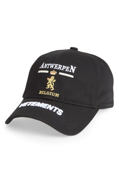 Shop Vetements Antwerp Logo Baseball Cap In Black