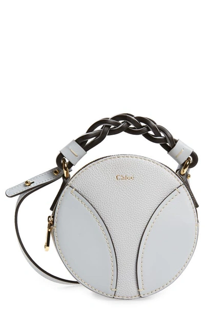 Shop Chloé Mini Daria Braided Top Handle Leather Bag In Light Cloud