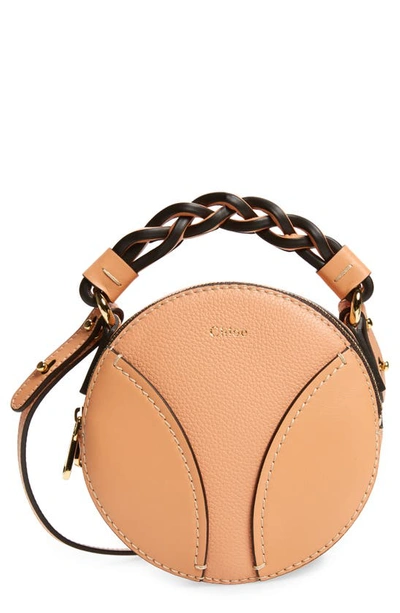 Shop Chloé Mini Daria Braided Top Handle Leather Bag In Peach Bloom