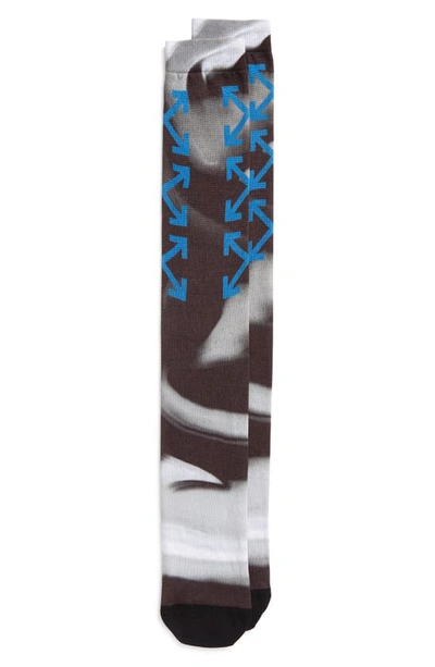 Shop Off-white Liquid Melt Arrow Logo Socks In Grey Blue