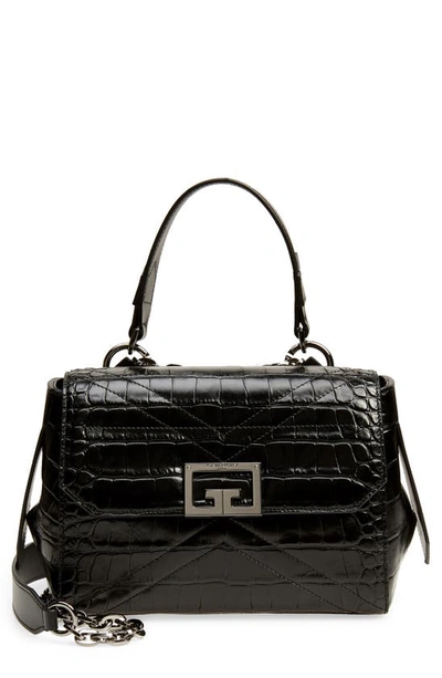 Shop Givenchy Small Id Croc Embossed Leather Bag In Black