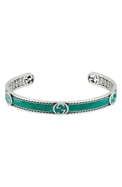 Shop Gucci Interlocking-g Sterling Silver Cuff Bracelet