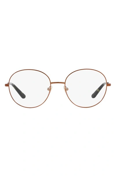 Shop Tory Burch 51mm Round Optical Glasses In Satin Bronze