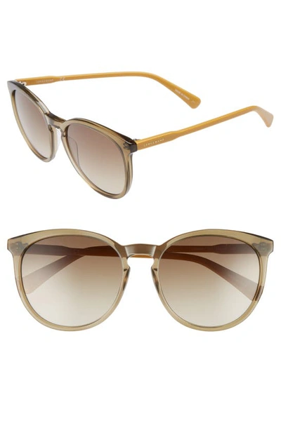 Shop Longchamp 56mm Round Sunglasses In Military/ Ochre