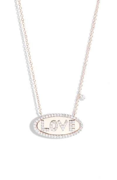 Shop Meira T Love Diamond Pendant Necklace In Rose Gold