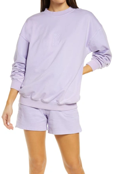 Shop Frankies Bikinis Bennie Cotton Crewneck Sweatshirt In Lilac