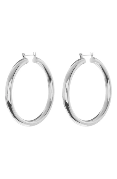 Shop Luv Aj Amalfi Tube Hoop Earrings In Silver