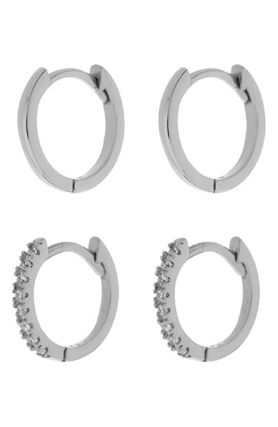 Shop Luv Aj Sorento Set Of 2 Hoop Earrings In Silver
