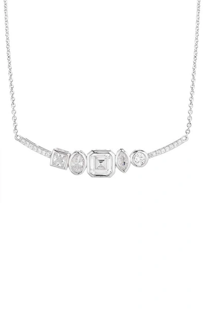 Shop Nina Pavé Crystal Bar Pendant Necklace In Rhodium/ White Cz