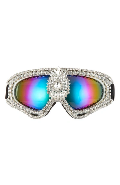 Shop Rad + Refined Crystal Embellished Mirrored Snow Goggles In White