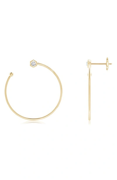 Shop Natori X Angara Natori Small Side Facing Hexagonal Diamond Hoop Earrings In Yellow Gold