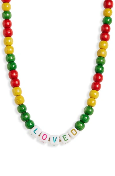 Shop Lauren Rubinski Loved Beaded Necklace In Red Multi