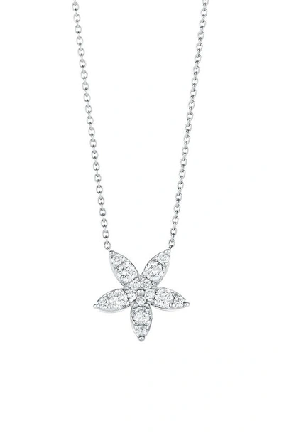 Shop Kwiat Diamond Sunburst Flower Pendant Necklace In White Gold