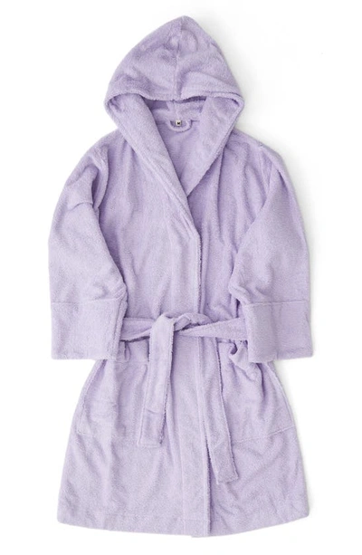 Shop Tekla Organic Cotton Hooded Bathrobe In Lavender