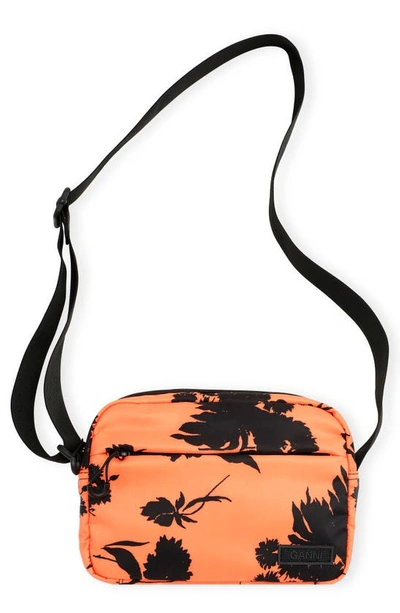 Shop Ganni Recycled Tech Fabric Camera Crossbody Bag In Flame