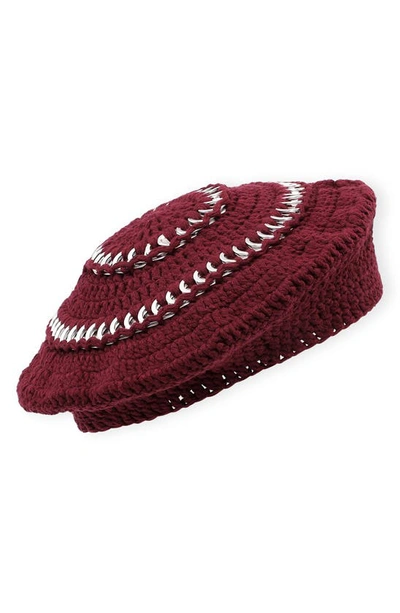 Shop Ganni Cotton Knit Beret In Port Royale