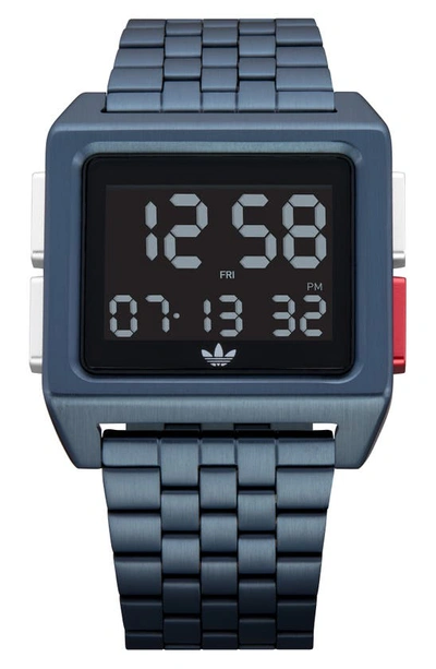 Shop Adidas Originals Archive Digital Bracelet Watch, 36mm In Navy/ Black/ Navy