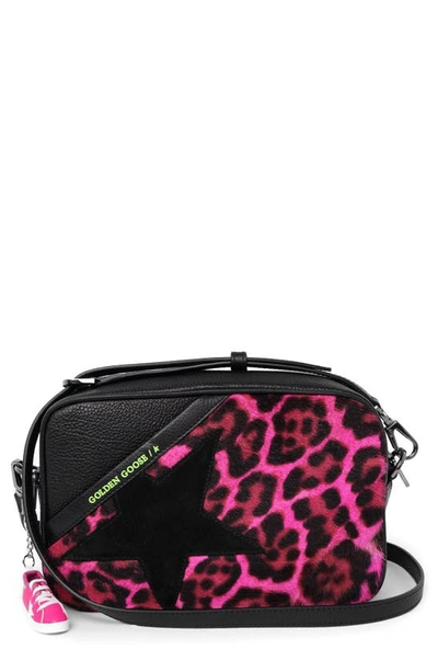 Shop Golden Goose Star Leopard Print Genuine Calf Hair & Leather Camera Bag In Pink Leopard