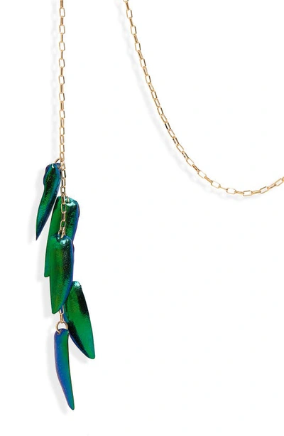 Shop Isabel Marant Wild Fly Beetle Wing Lariat Necklace In Multi
