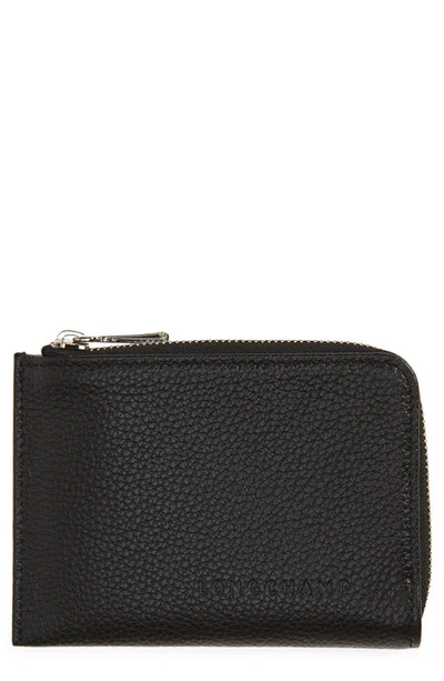 Shop Longchamp Le Foulonné Leather Coin Purse With Removable Card Holder In Black