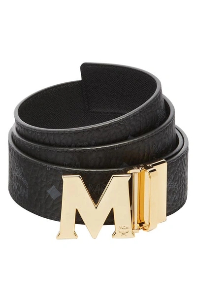 Shop Mcm Flat M Reversible Belt In Black