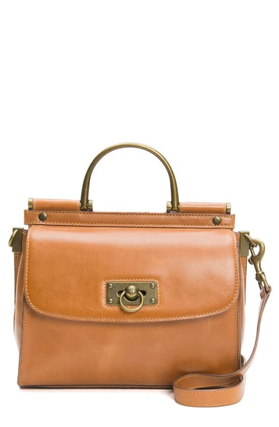 Shop Frye Farrah Leather Top Handle Bag In Cognac