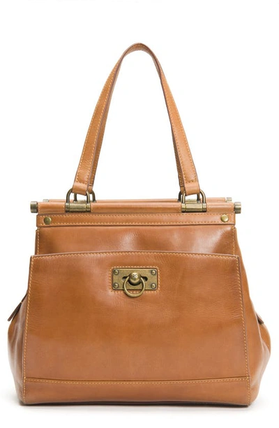 Shop Frye Farrah Leather Tote In Cognac