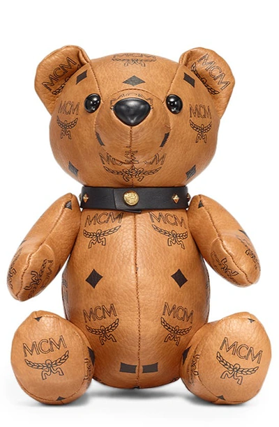 Shop Mcm Visetos Coated Canvas Teddy Bear In Cognac