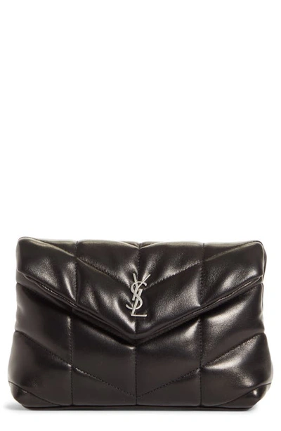 Shop Saint Laurent Small Lou Puffer Pouch In Nero