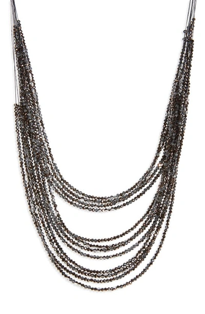 Shop Fabiana Filippi Multistrand Glass Bead Necklace In Silver