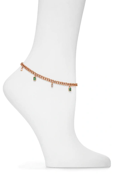 Shop Shay Emerald & Diamond Anklet In Rose Gold
