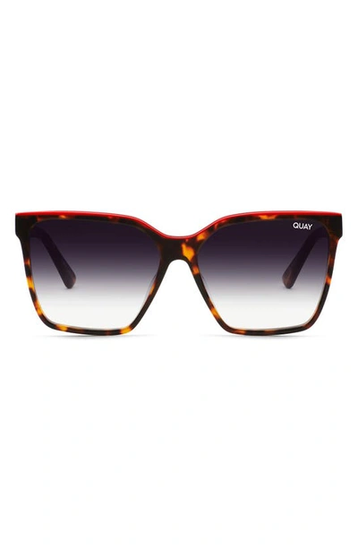 Shop Quay Level Up 55mm Square Sunglasses In Tort Red / Black Fade Lens