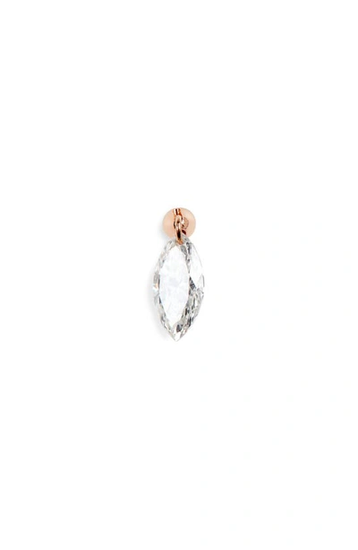 Shop Maria Tash Floating Marquise Diamond Single Threaded Stud Earring In Rose Gold
