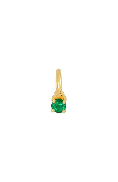 Shop Ef Collection Birthstone Charm In Yellow Gold/ Emerald