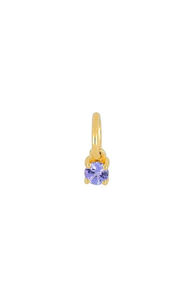 Shop Ef Collection Birthstone Charm In Yellow Gold/ Tanzanite