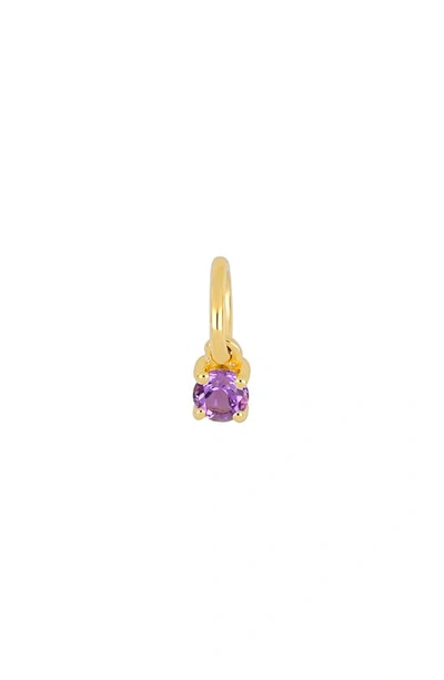 Shop Ef Collection Birthstone Charm In Yellow Gold/ Amethyst