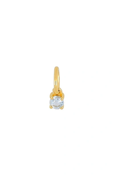 Shop Ef Collection Birthstone Charm In Yellow Gold/ Aquamarine