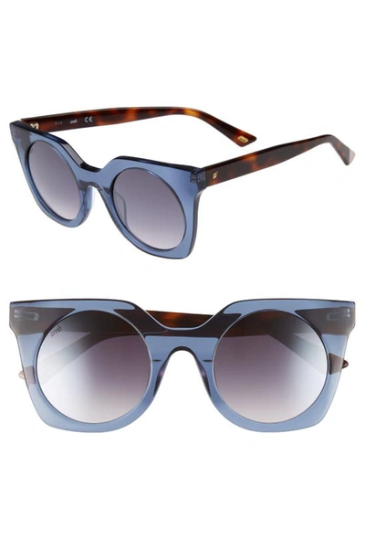 Shop Web 48mm Sunglasses In Shiny Blue/ Blue Mirror