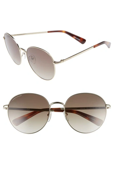 Shop Longchamp 56mm Round Sunglasses In Gold