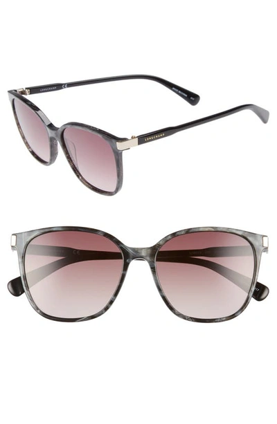 Shop Longchamp 54mm Square Sunglasses In Marble Black