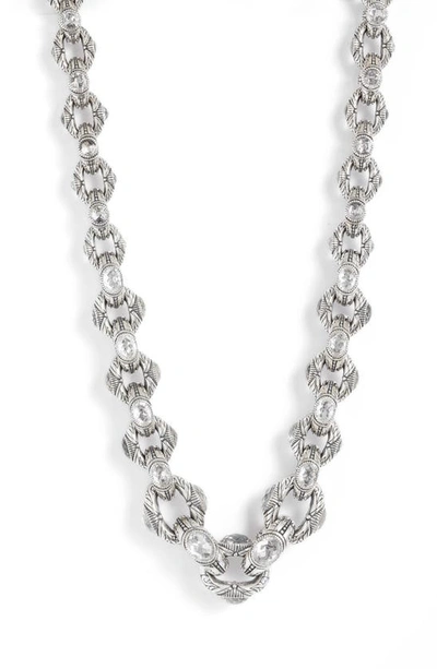 Shop Konstantino Pythia Crystal Chain Link Necklace In Silver/ Crystal