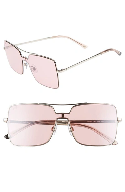Shop Web 55mm Square Metal Shield Sunglasses In Palladium/ Bordeaux