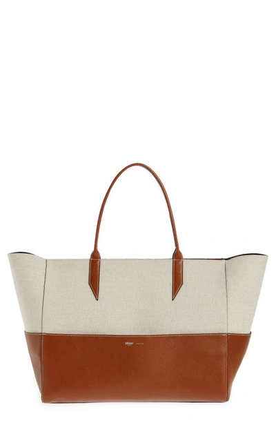 Shop Metier Large Incognito Cabas Linen & Leather Tote In Natural With Cognac