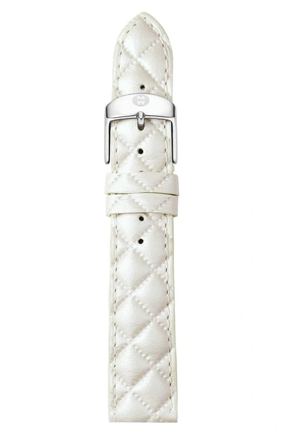 Shop Michele 16mm Quilted Watch Strap In Pearl