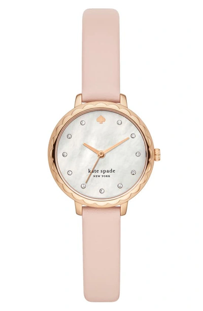 Shop Kate Spade Morningside Leather Strap Watch, 28mm In Pink