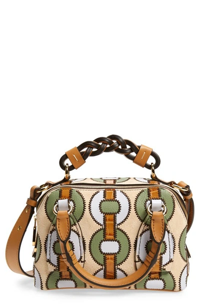 Shop Chloé Small Daria Patchwork Leather Satchel In Autumnal Brown