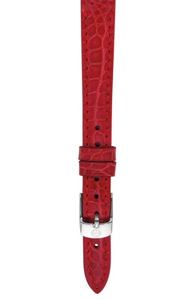 Shop Michele 12mm Alligator Watch Strap In Garnet