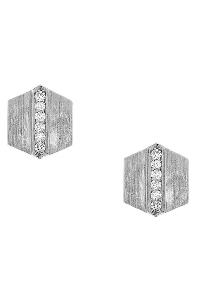 Shop Sethi Couture Maya Stud Earrings In White Gold