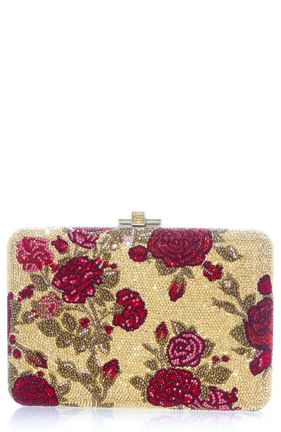 Shop Judith Leiber Couture Roses Crystal Frame Clutch In Gold