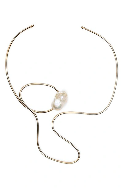 Shop Lafayette 148 Fluid Baroque Pearl Necklace In Metallic Gold